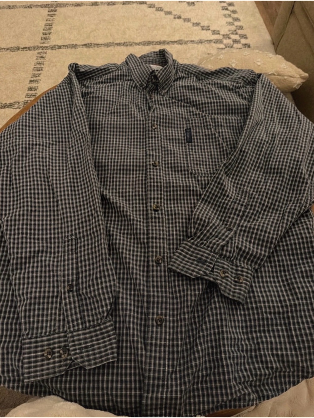 Columbia Casual Men's Black & White Checked Button-Down Shirt